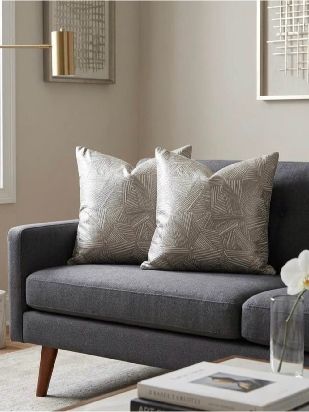 Pierre Frey “Atlantique Argent” Throw Pillow Covers - Set of 2